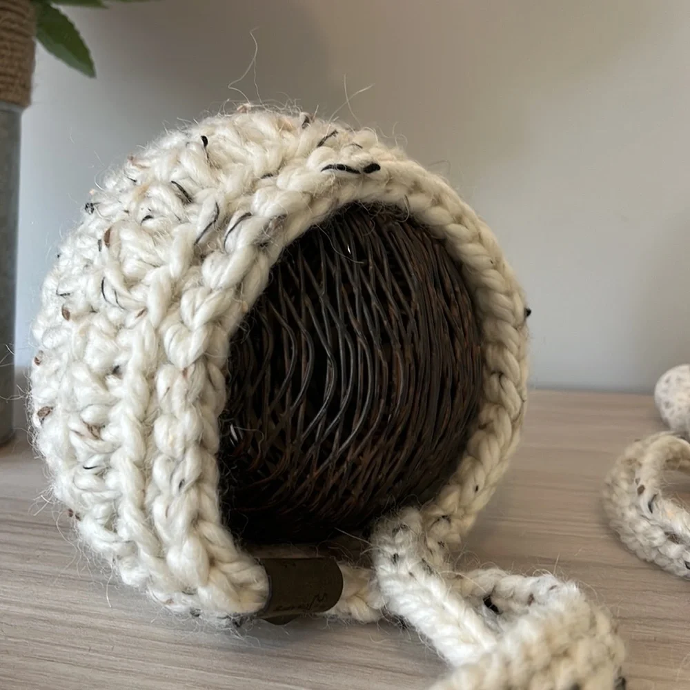 Handmade crochet bonnet and beanie set
